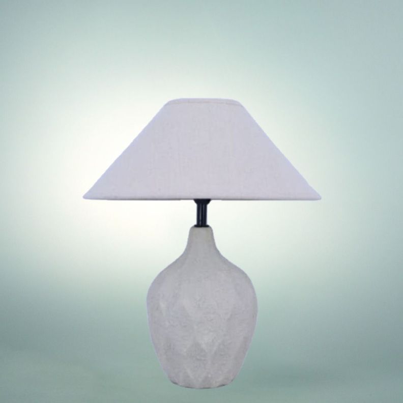 Lámpara Mesa Base Texturizada Pantalla Beige Decorativa Jhn-9