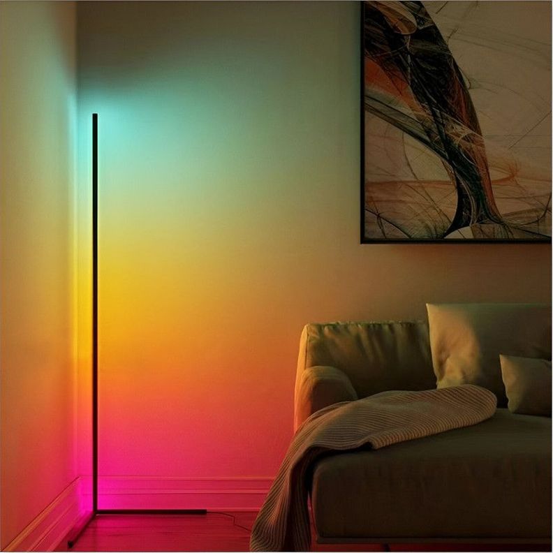 Lampara LED De Pie Negra Moderna Colores Lau-5