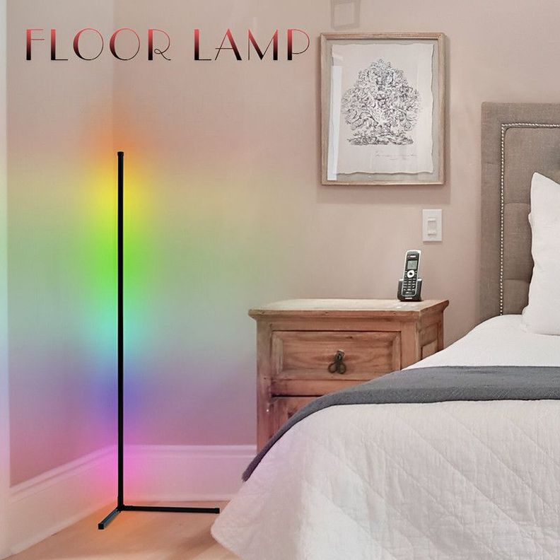 Lampara LED De Pie Negra Moderna Colores Lau-6