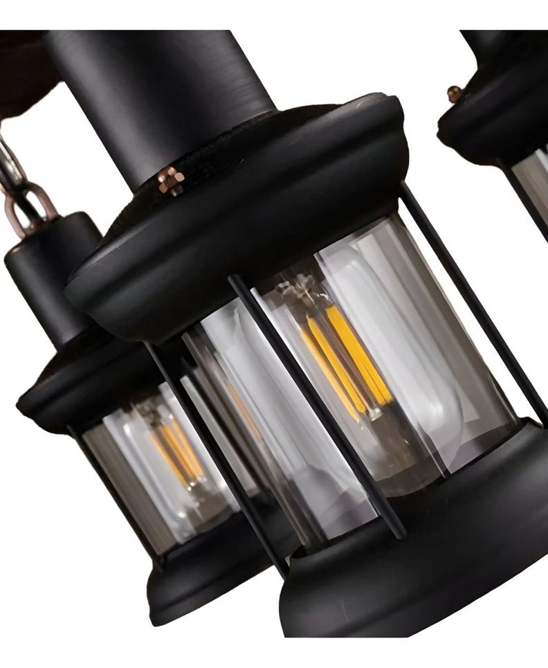Lámpara Colgante Decorativa Madera Timón Rústica 6 Farol Jhn-1