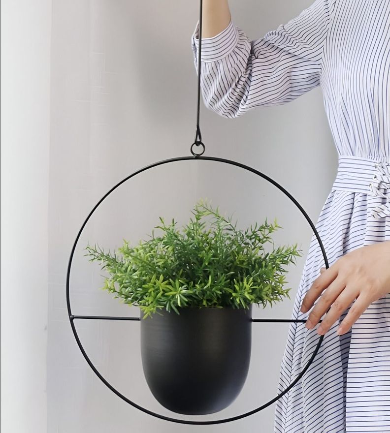 Maceta Colgante Plantas Flores Decorativa Negro Jhn-2