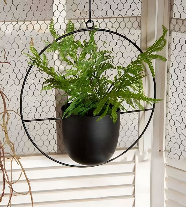 Maceta Colgante Plantas Flores Decorativa Negro Jhn-3
