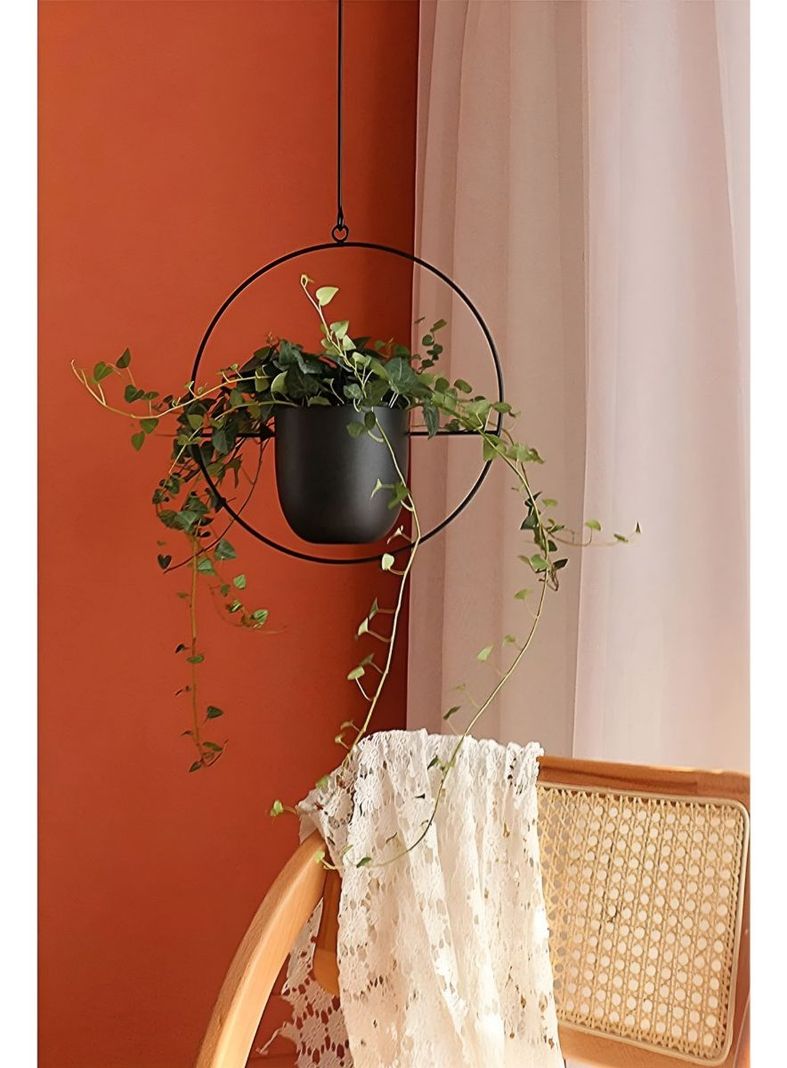 Maceta Colgante Plantas Flores Decorativa Negro Jhn-4