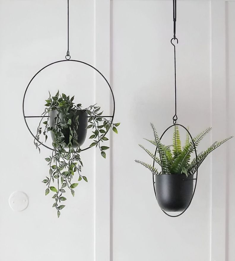 Maceta Colgante Plantas Flores Decorativa Negro Jhn-7