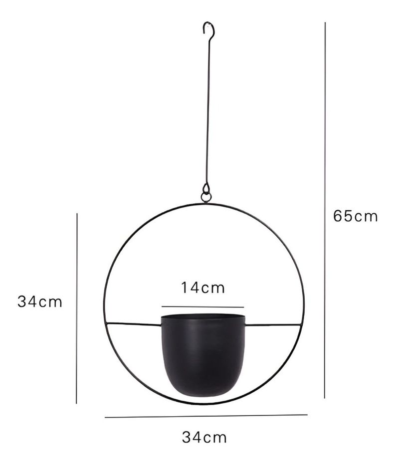 Maceta Colgante Plantas Flores Decorativa Negro Jhn-9