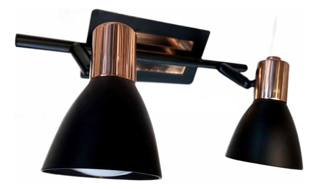 Lámpara Doble Techo Pared E27 Negro Cobre 110V 220V Jhn-2