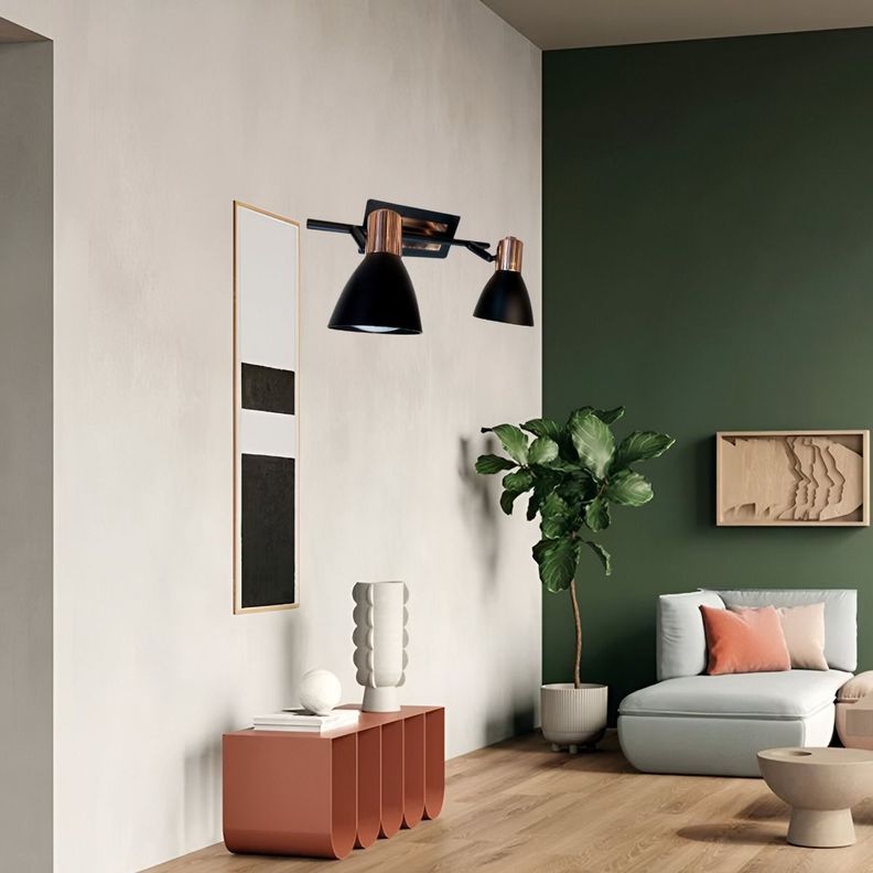 Lámpara Doble Techo Pared E27 Negro Cobre 110V 220V Jhn-6