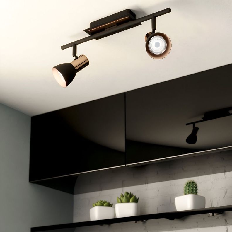 Lámpara Doble Techo Pared E27 Negro Cobre 110V 220V Jhn-7