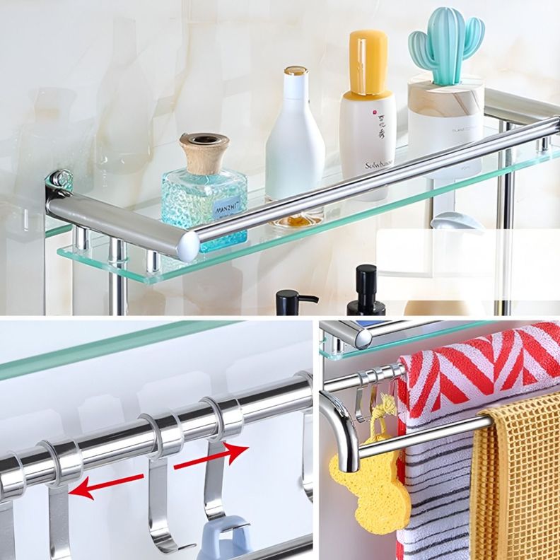 Estante Organizador Baño Acero inoxidable Vidrio Toallero-5