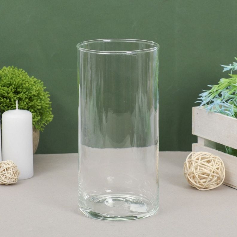 Florero Decorativo Cilíndrico Vidrio Transparente Jhn-2