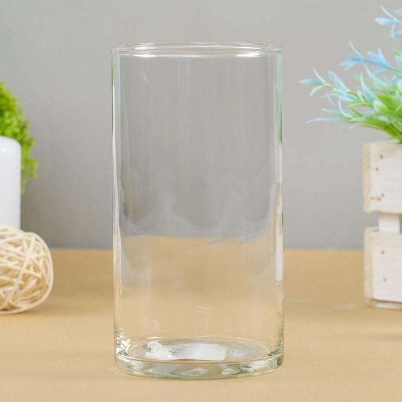 Florero Decorativo Cilíndrico Vidrio Transparente Jhn-4