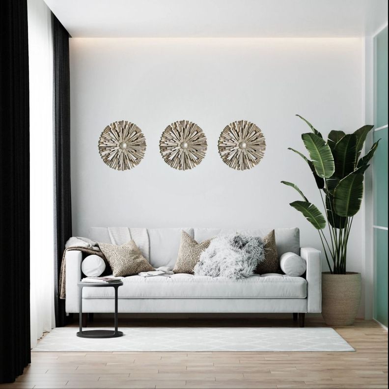 Figura Decorativa Redonda Pared Escultura Mural 3D Jhn-6