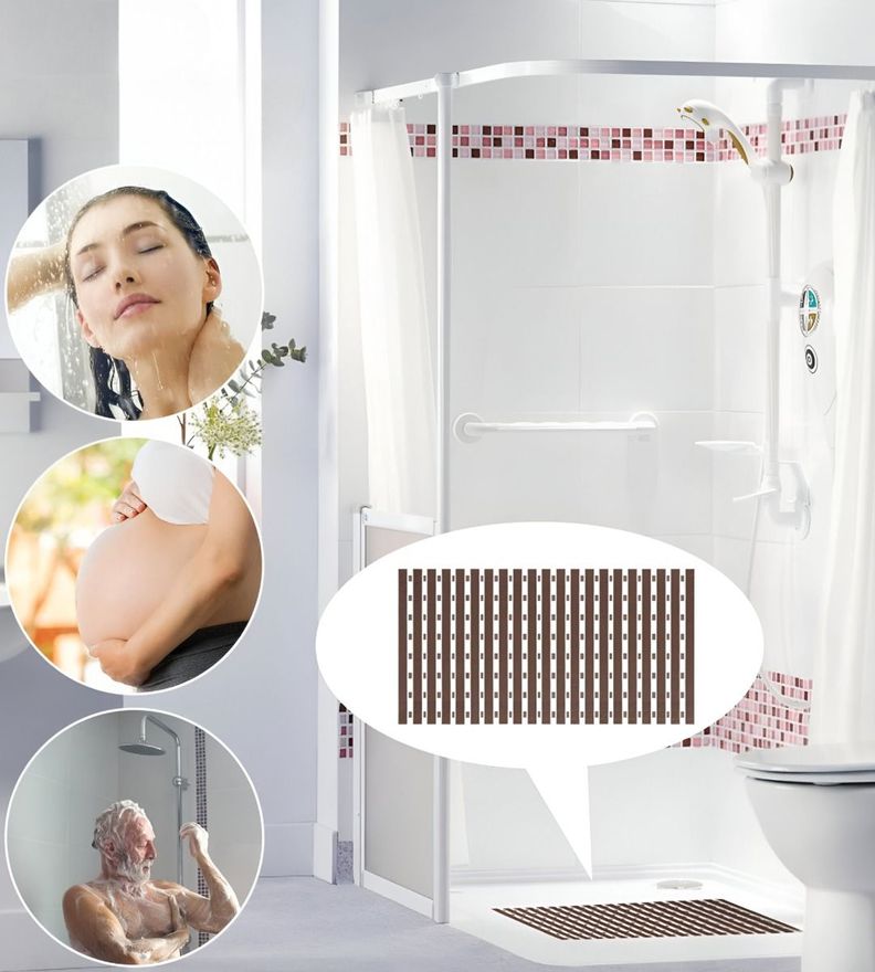 Alfombra Baño Ducha Plegable Antideslizante Marrón Jhn-4