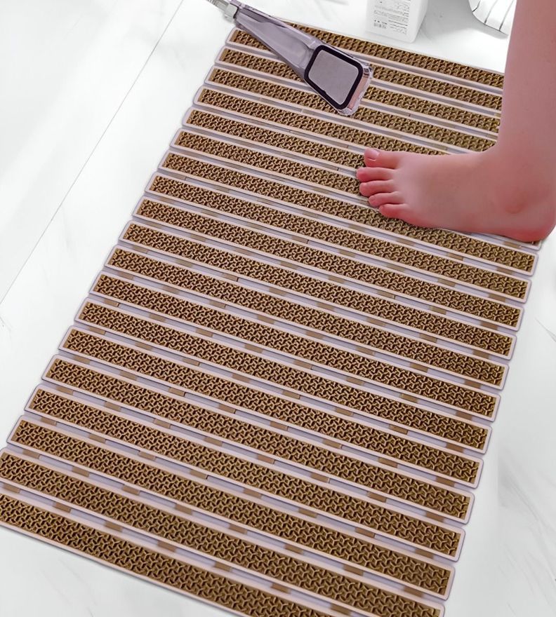 Alfombra Baño Ducha Plegable Antideslizante Marrón Jhn-6