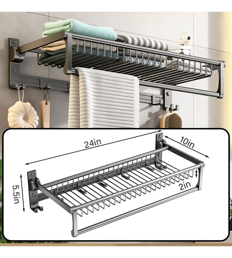 Toallero Baño 20 Pulgadas Doble Plegable Barra Toalla Jhn-9