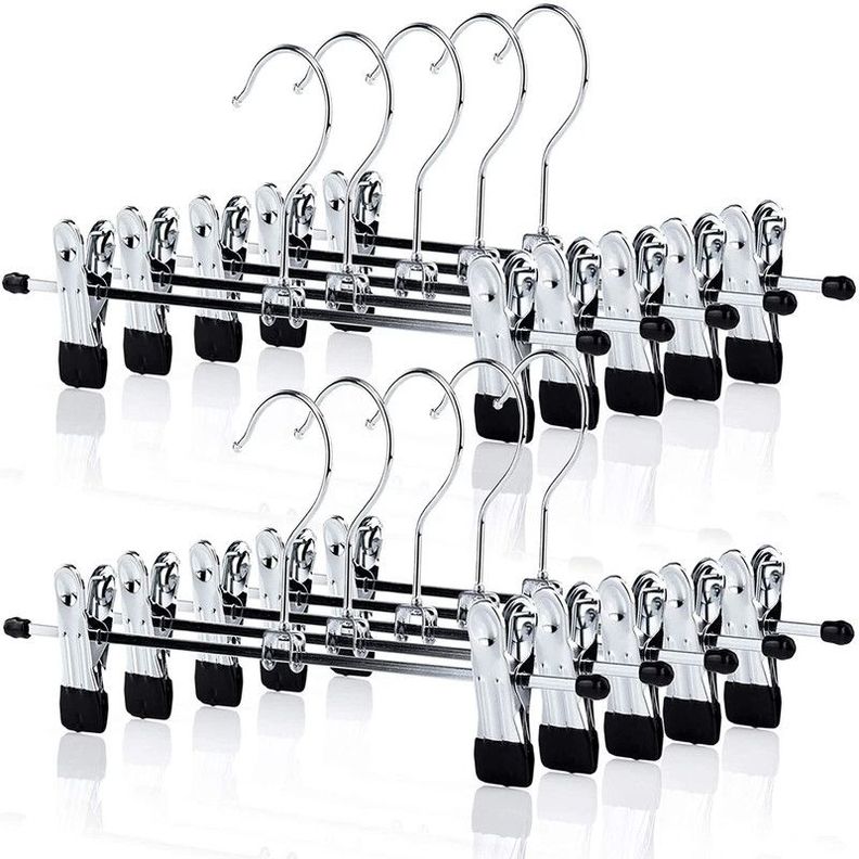 Set 10 Perchas Clip Falda Pantalones Cinturones Corbatas Lau-0