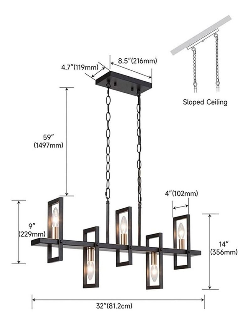 Lámpara Colgante Industrial Moderna 5 Luces Sala Cocina Jhn-9