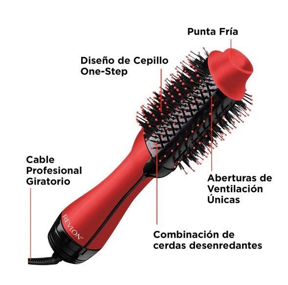 Cepillo Secador Voluminizador Revlon One Step Rojo-2