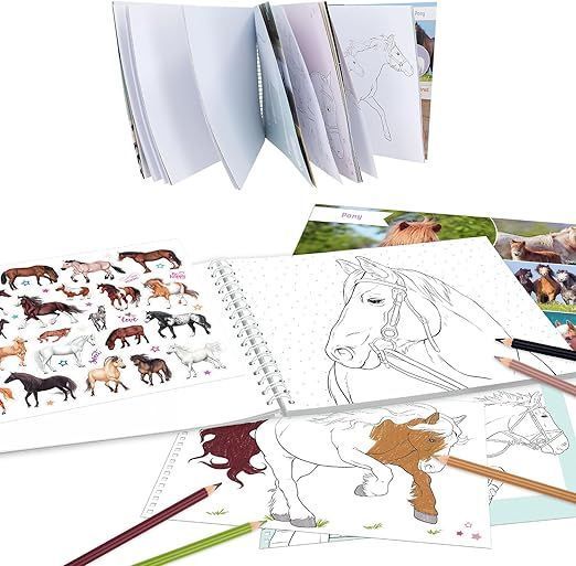 Libro para colorear caballos con stickers Miss Melody -1