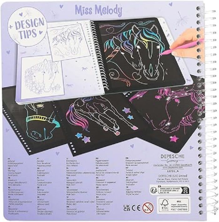 Libro de raspado mágico ¡Crea caballos con todos los colores del arcoíris! Miss Melody-4