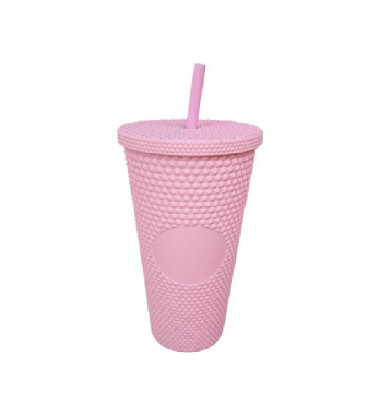 Vaso Para Café Tipo Starbucks Con Bombilla rosa-0