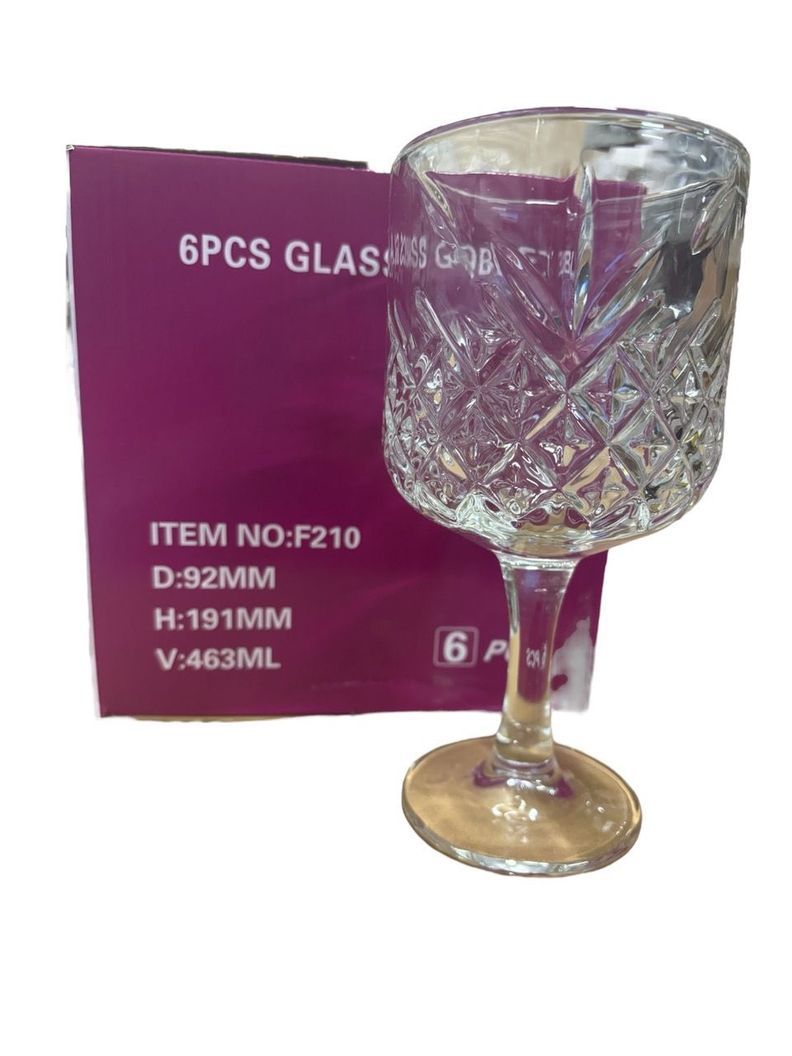 Set X6 Copa De Vidrio Labrado para Tragos y Bebidas-0