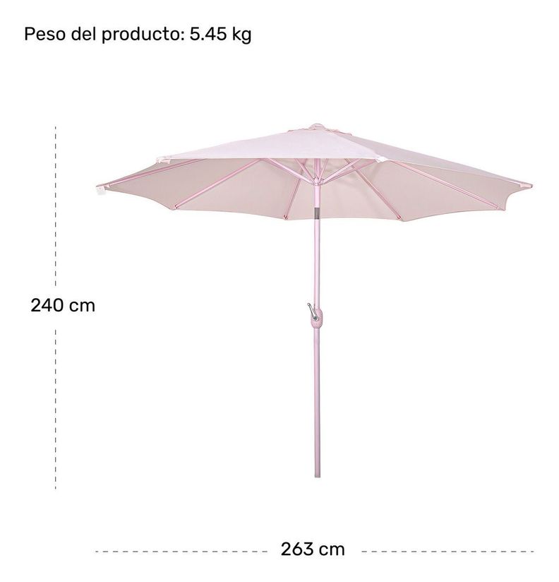 Quitasol Madera 2.7 Metros Grande Para Terraza Rosa-5