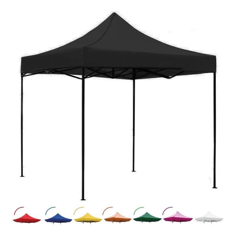 Toldo Plegable Jardimex 3x3 Carpa Impermeable Protección UV Negro-1