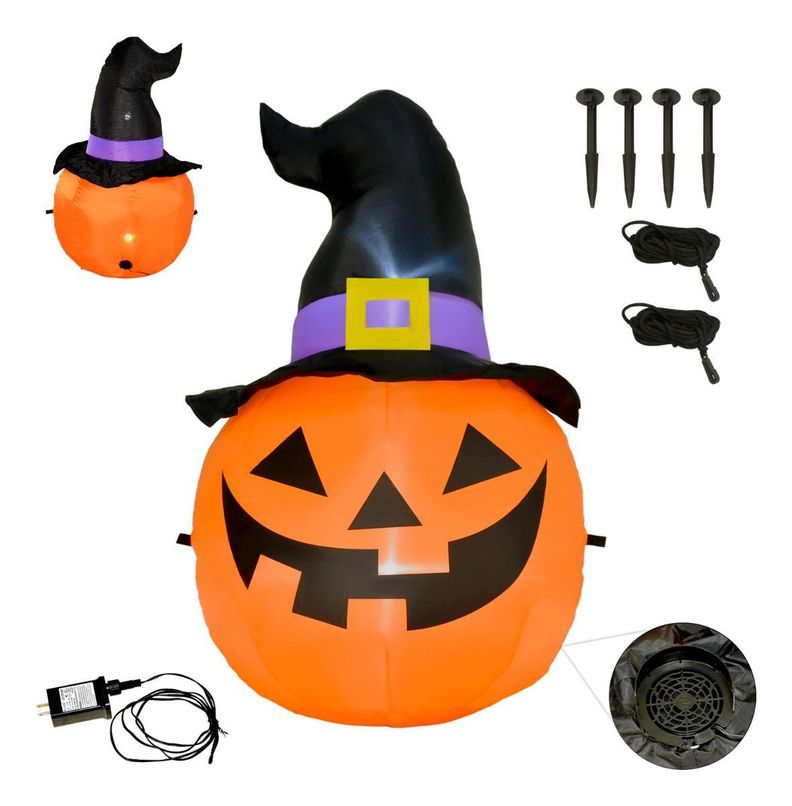 Inflable Halloween 1.20 Mts Cabeza Calabaza Embrujada Led-2