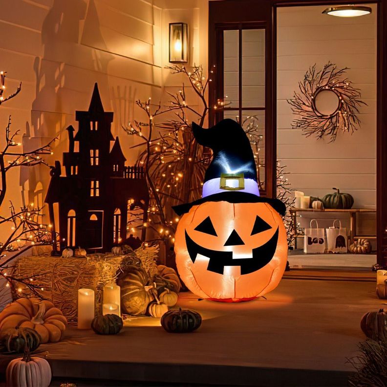 Inflable Halloween 1.20 Mts Cabeza Calabaza Embrujada Led-4