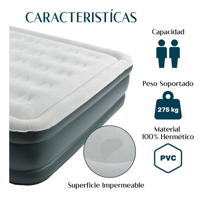 Colchon Inflable Bomba Aire Automatica Tamaño Queen Size-4