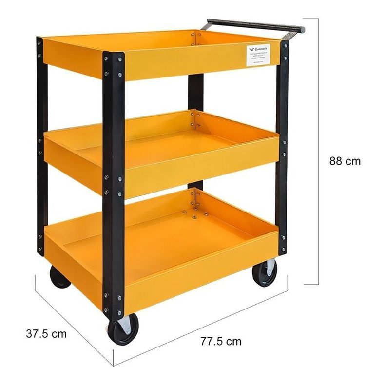 Carrito Servicio Multiusos Gutstark 3 Charolas Acero 120kg-3