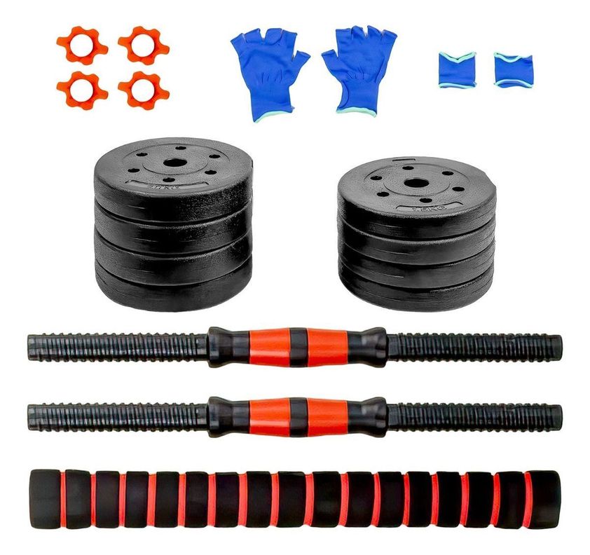 Mancuernas Ajustables 15kg 2 En 1 8 Pesas Barra Recta-1