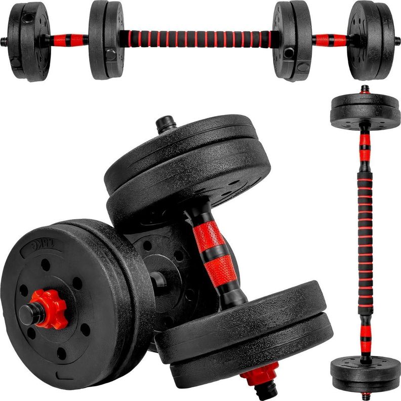 Mancuernas Ajustables 15kg 2 En 1 8 Pesas Barra Recta-2