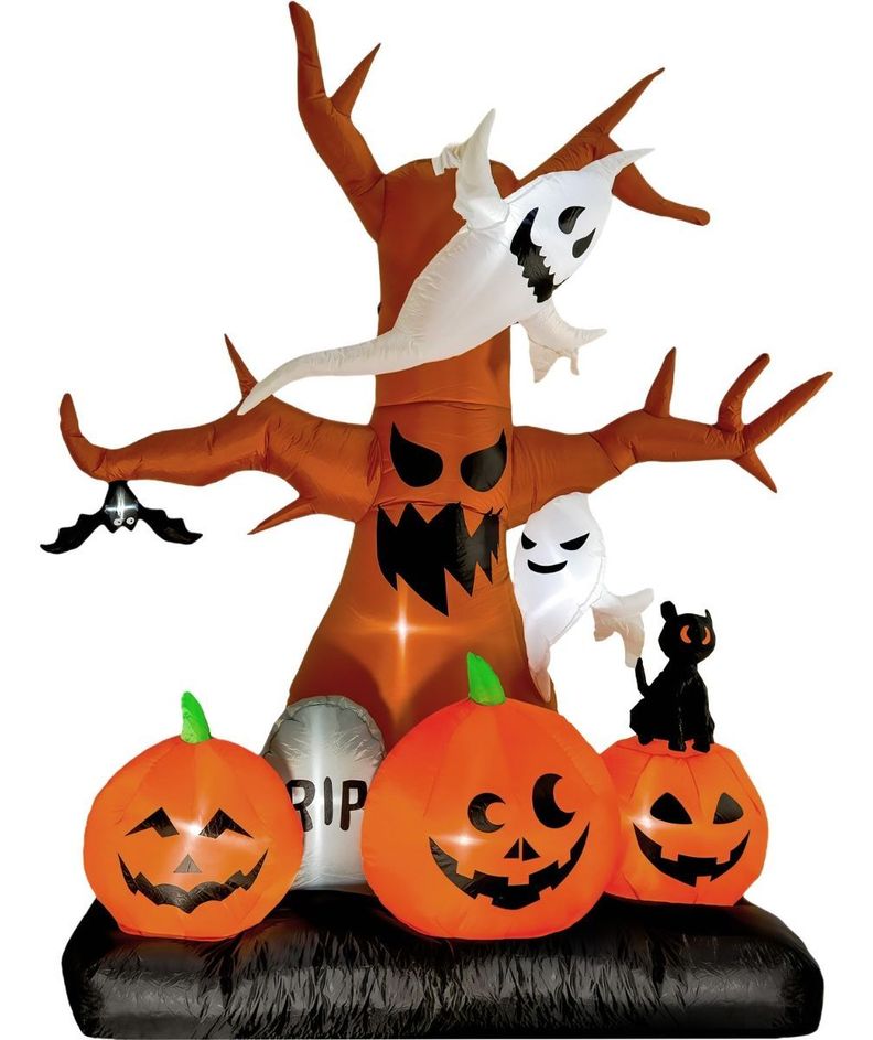 Inflable Halloween 2.6 Mts Arbol Fantasma Calabaza Jumbo Led-0