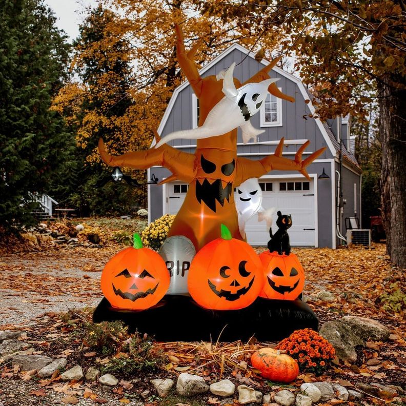 Inflable Halloween 2.6 Mts Arbol Fantasma Calabaza Jumbo Led-1