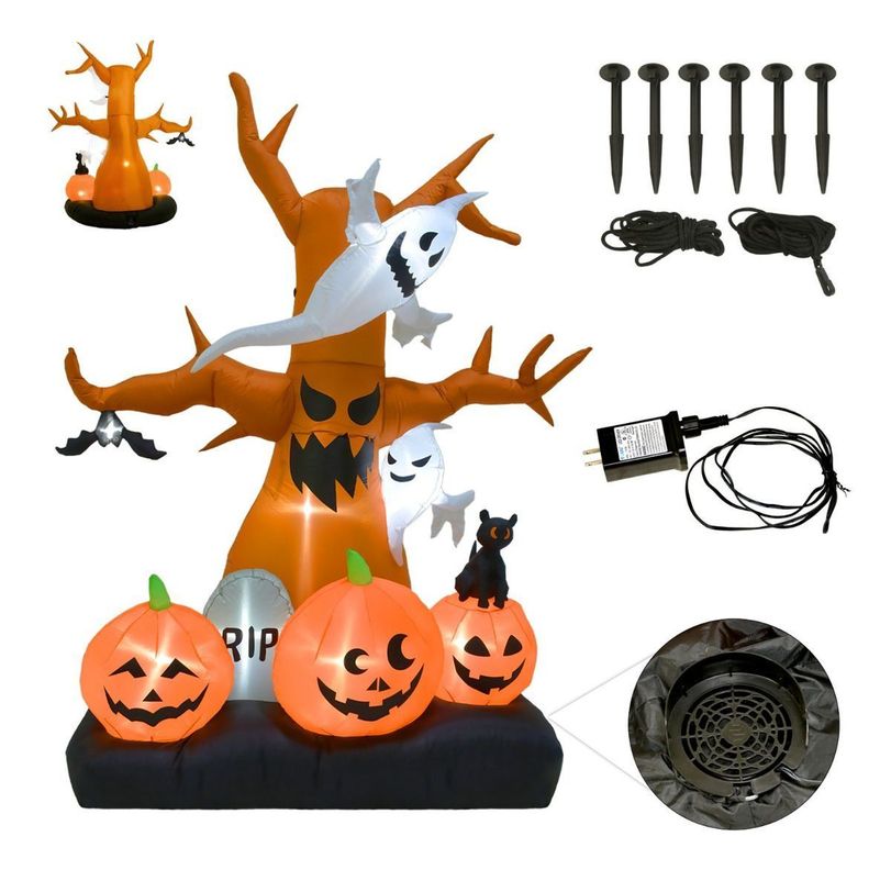 Inflable Halloween 2.6 Mts Arbol Fantasma Calabaza Jumbo Led-3