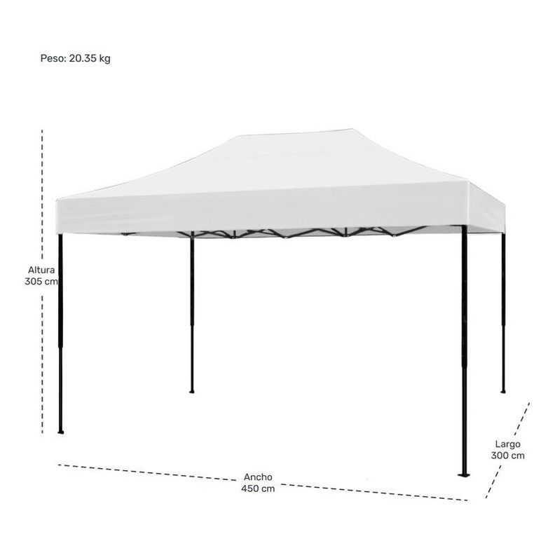 Toldo Plegable Jardimex Paredes 3x4.5 Impermeable Rayos Uv-4