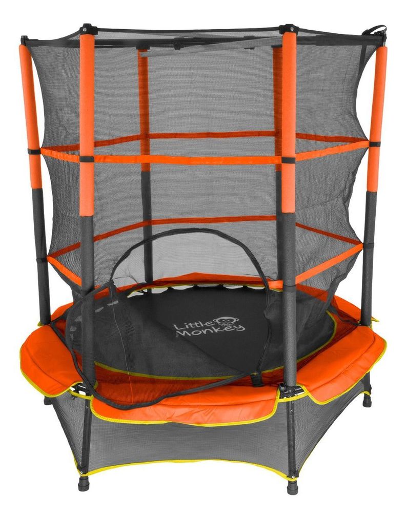 Cama Elástica 1,4mts Niños Malla Protectora Naranja Lona Negra-0