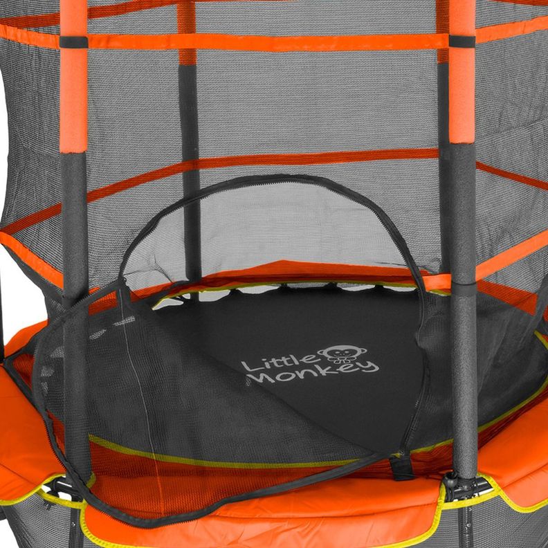 Cama Elástica 1,4mts Niños Malla Protectora Naranja Lona Negra-1