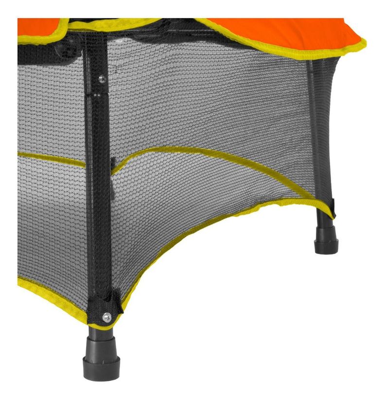 Cama Elástica 1,4mts Niños Malla Protectora Naranja Lona Negra-3