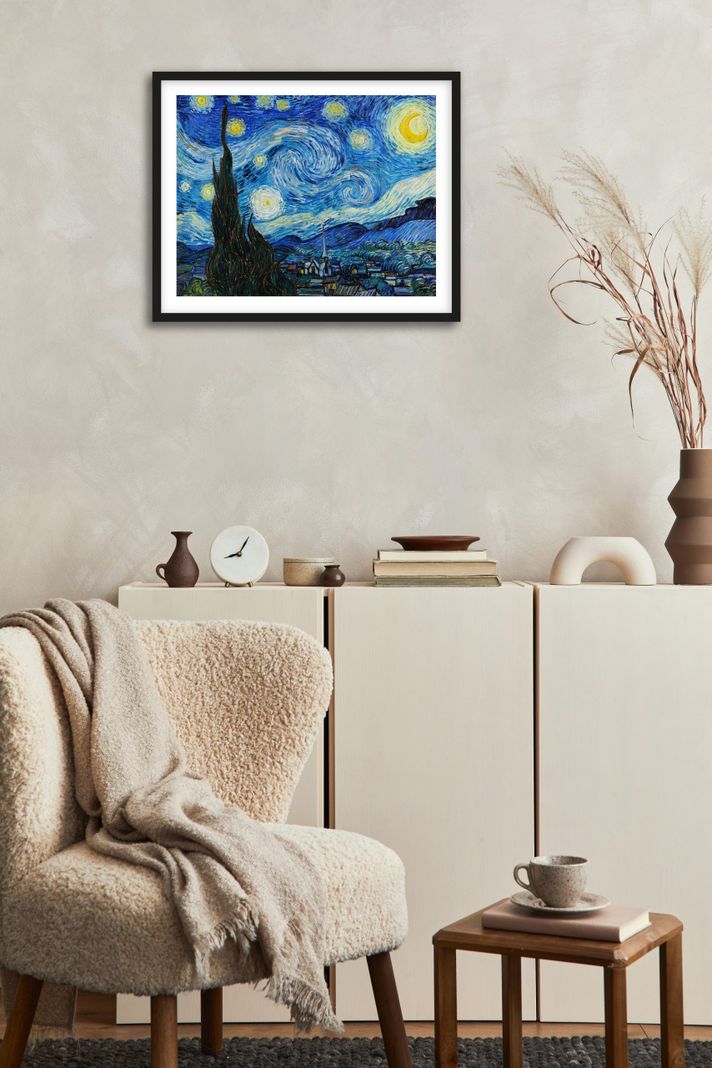 Cuadro 40x50: "La Noche Estrellada" de Van Gogh – Reproducción en Alta Calidad con Marco-1