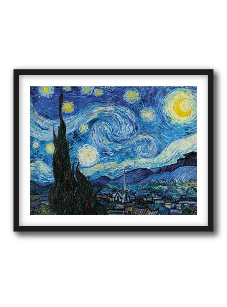Cuadro 40x50: "La Noche Estrellada" de Van Gogh – Reproducción en Alta Calidad con Marco-0