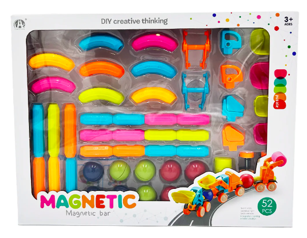Vehiculo Magnetico Para Construir 52 pcs Juguete Ninos Amarillo