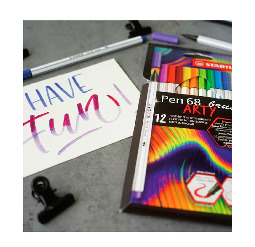 Set 12 lapices Tiralineas Stabilo Pen 68 Brush Arty -2