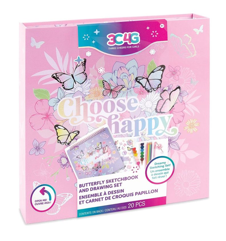 Cuaderno De Dibujo Lápices Marcadores Stickers Butterfly-0