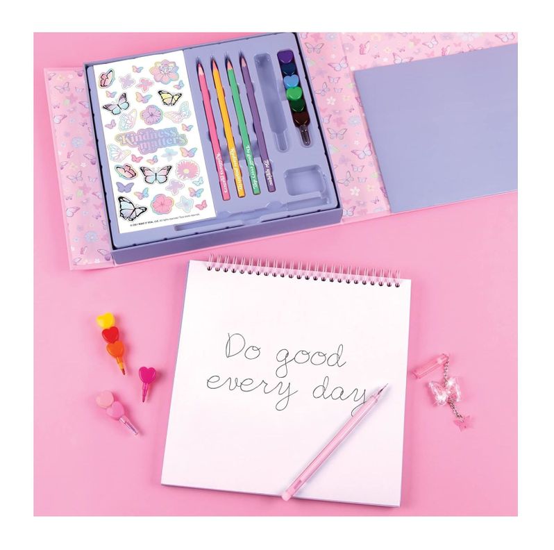 Cuaderno De Dibujo Lápices Marcadores Stickers Butterfly-1