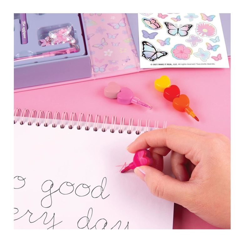 Cuaderno De Dibujo Lápices Marcadores Stickers Butterfly-3