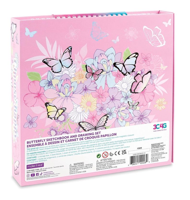 Cuaderno De Dibujo Lápices Marcadores Stickers Butterfly-5