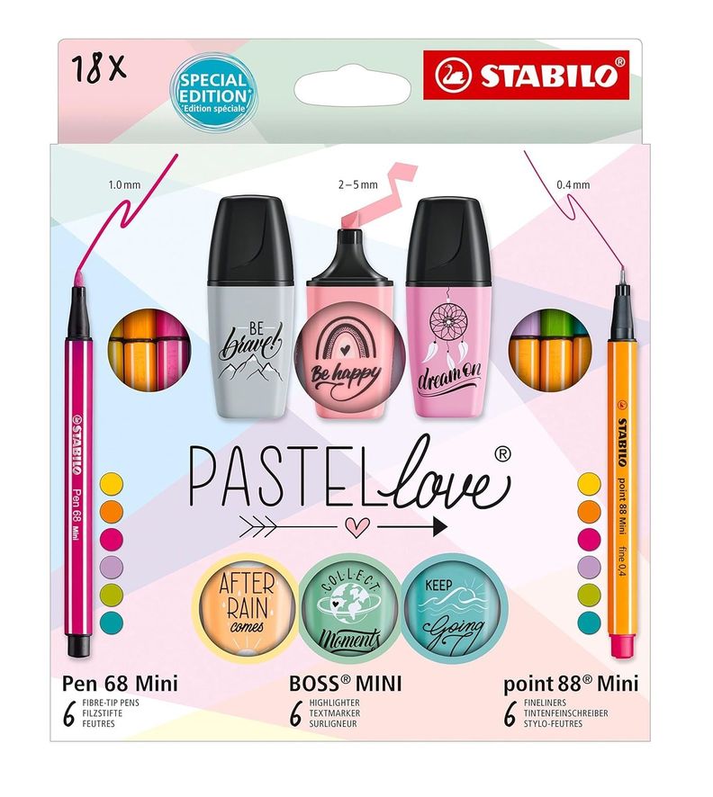 Set Stabilo 18 Destacadores Y Lapices Tiralineas Point Boss-0